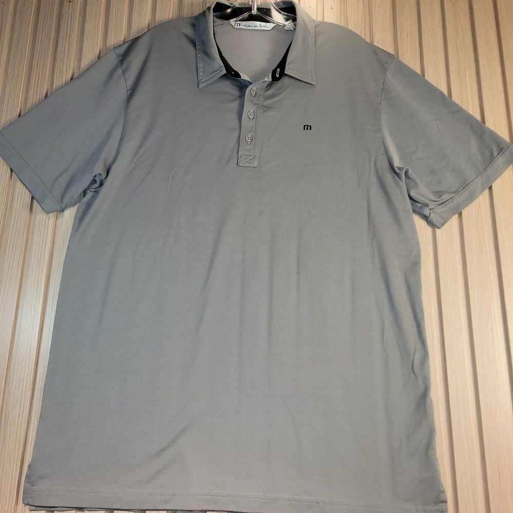 TravisMathew Polo Shirt Mens Large Gray Good Pima Cotton Blend Golf Top
